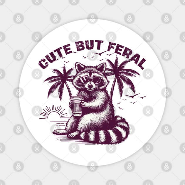 Cute But Feral Raccoon Magnet by JessArty